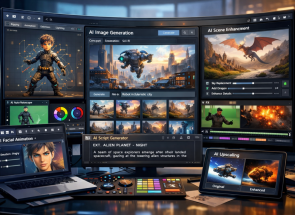 AI tools interface used in modern animation and VFX production workflow