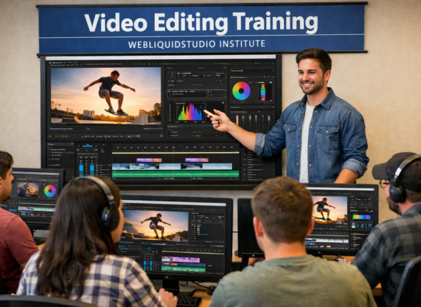 Video editing tools training at Webliquidstudio Institute