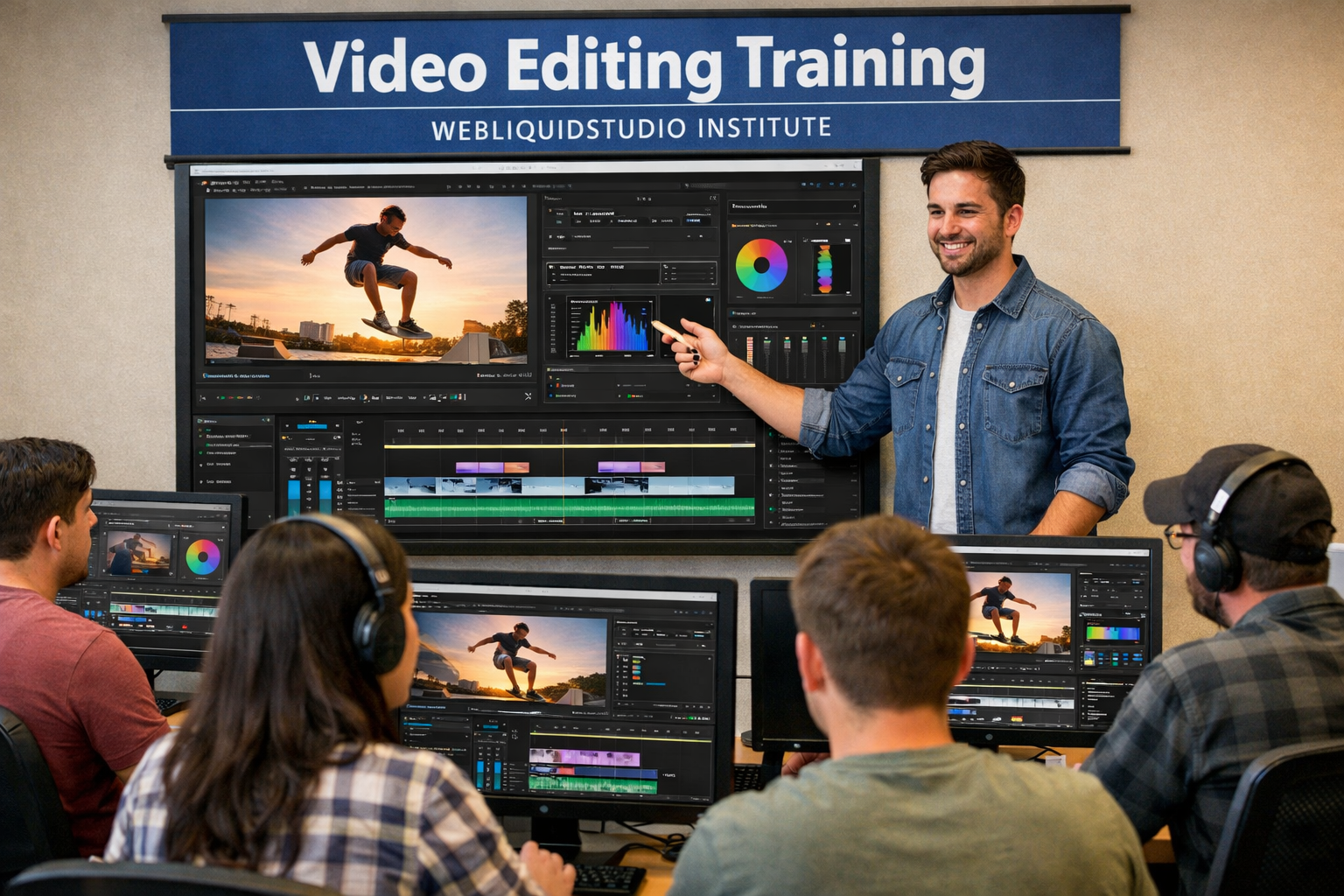 Video editing tools training at Webliquidstudio Institute